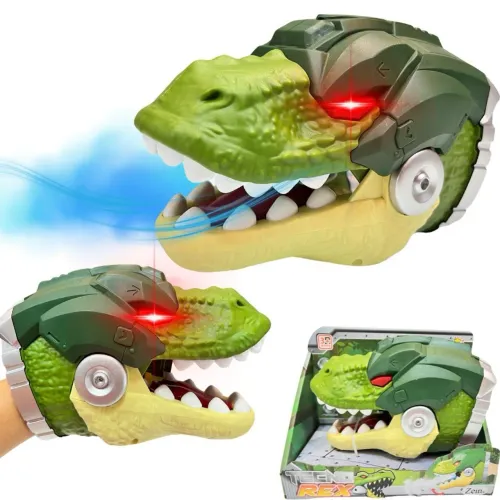 Cabeça Dinossauro de Mão com Som e Fumaça Dragão Dinossauro