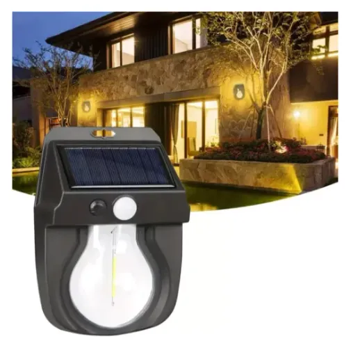 Luminaria Solar de Led Xtrad CL-118 Luz De Parede Tipo Lâmpada, Com Sensor de Movimento 