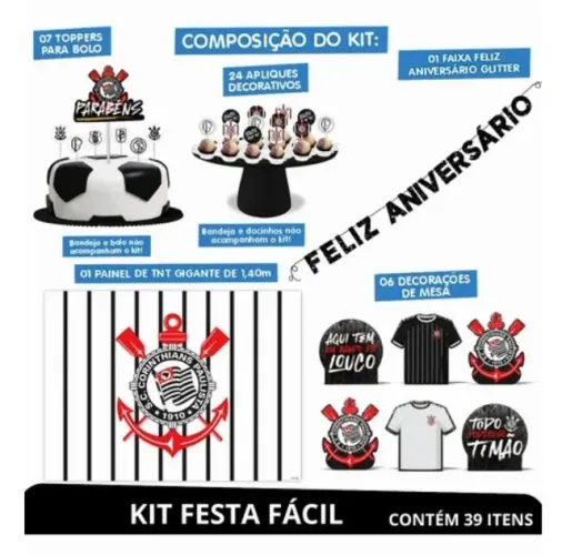 Kit Festa Fácil Corinthians Decoração