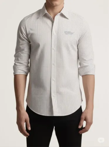 Camisa masculina Crawford branca com listras azuis !!!