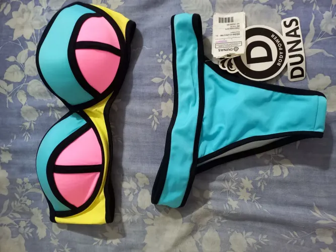 Biquini Colorido Color Block Neon M