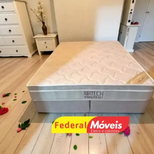 Cama Box Casal Colchão Queen + Base 1,58m (sem cabeceira) ENTREGA HOJE
