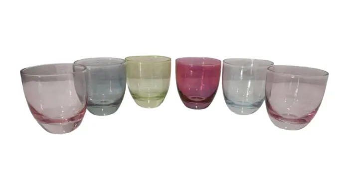 6 Copinhos Para Shot Ou Licor Vidro Fino Colorido Furtacor