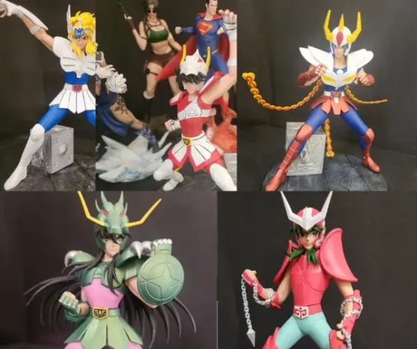 CDZ Kit 5 Cavaleiros do zodiacos - Hyoga Seiya Shiryu shun ikki Estátua/Boneco