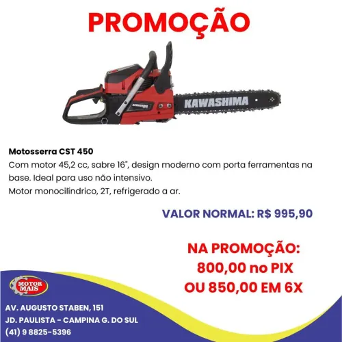Motosserra Kawashima CST 450 - NOVO - COM GARANTIA
