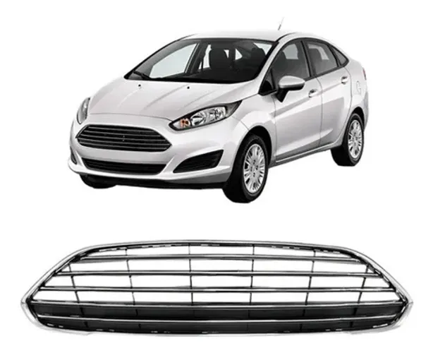 Grade Radiador Fiesta 2013 A 2017 Sedan Cinza Com Cromado