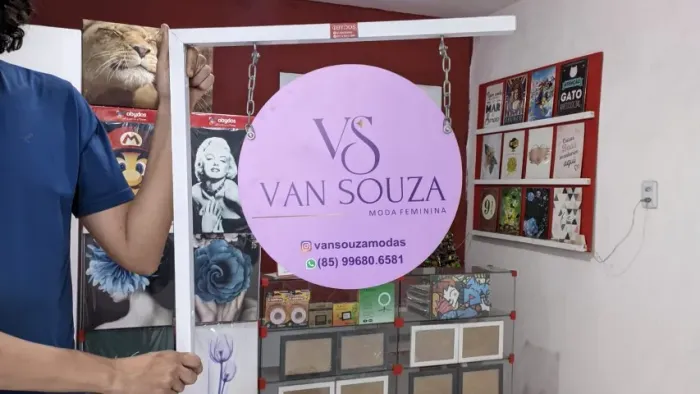 Fachada de loja placa modelo frente e verso