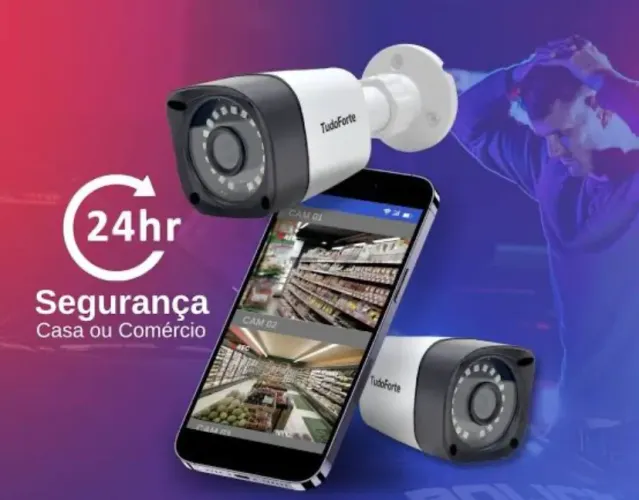 Camera de segurança e vigilância com monitoramento 24 horas 