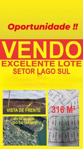 Lote no Setor Lago Sul fundo da Avenida princial