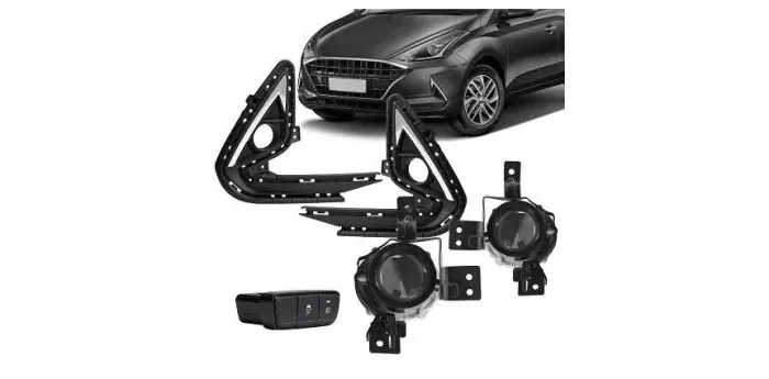 Kit Farol de Milha Neblina Auxiliar Luz para o Hyundai HB20 2020 - 2022 com Botão Original