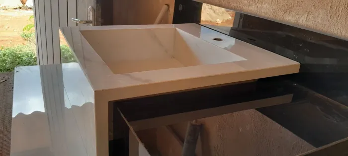 Bancada de porcelanato cuba flutuante