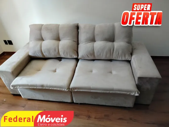 Sofá Retrátil e Reclinável 2,00m Veludo - Mega Oferta!