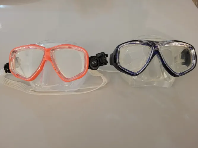 2 Kits Mergulho Seasub Máscara Silicone e Respirador Azul Antialérgico e Rosa