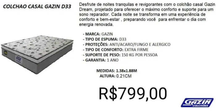 COLCHAO DE CASAL A PRONTA ENTREGA