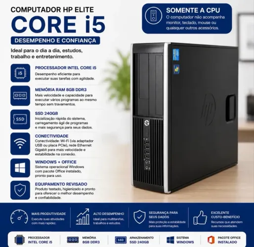 Desktop HP Pro Elite Core i5 + 8GB + 240SSD