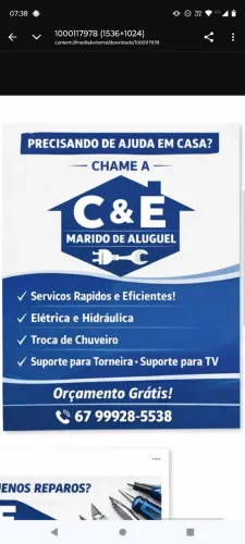 Precisa fazer uma reforma algum reparo chama C & E que agente resolve tl *