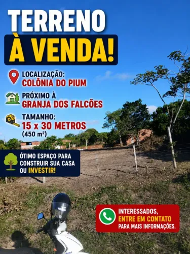 TERRENO À VENDA - COLÔNIA DO PIUM!