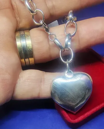 Pulseira Elos Português Com Coração Prata 925 Peso 19 Gramas Pulseira 20 cm x 2 mm Coração
