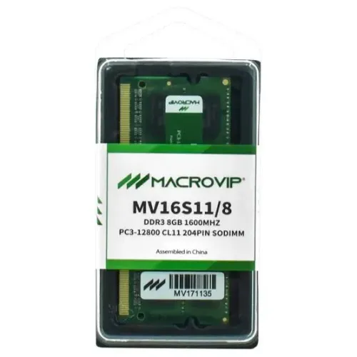 Memória P/ Notebook DDR3 8GB 1600 - Macrovip - Novo e com garantia - Nexo Store