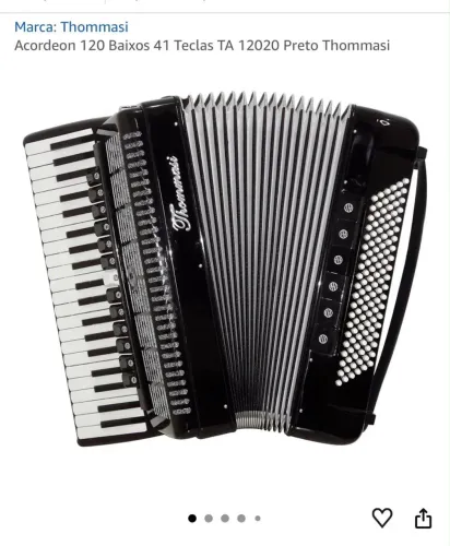Acordeon 120 baixos 41 Teclas TA 12020 Preto Thommasi