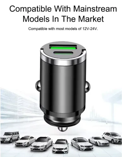 Carregador Veicular Turbo QC 3.0 USB para iPhone, Samsung, Xiaomi e Huawei