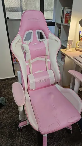 Cadeira gamer Mymax MX5 rosa e branca - usada