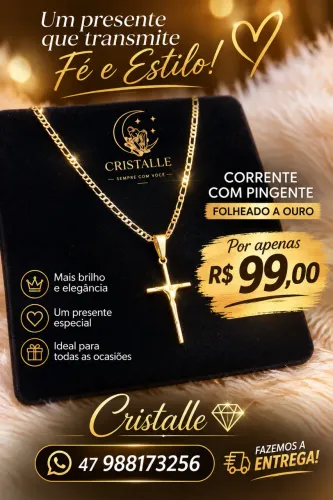 Corrente com Pingente Folheado a Ouro