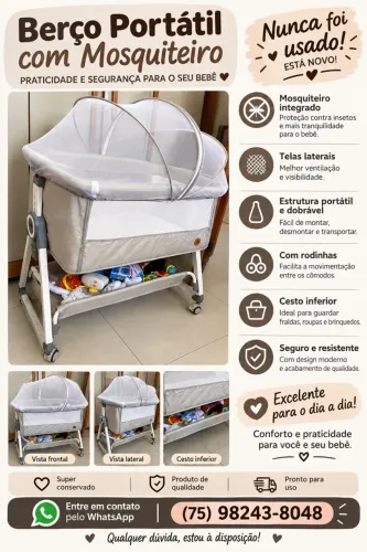 BERÇO PORTÁTIL SEMINOVO