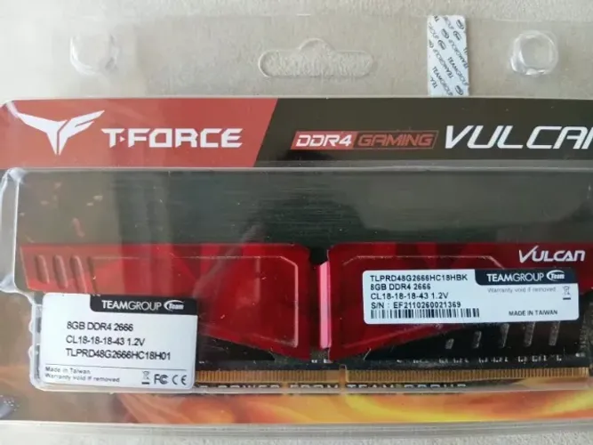 Memória RAM 8GB DDR4 2666Mhz T-Force Vulkan