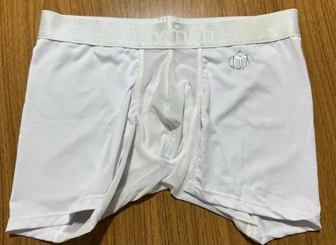 Cueca box Intymen de lycra masculina branca com transparência tamanho G