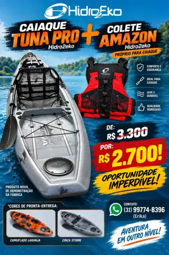 Caiaque Tuna pro + Colete Amazon Hidro2eko NOVO!