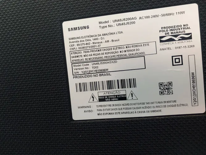TV Samsung Smart 48? Full HD UN48J5200 - Liga, Som OK - Defeito na Tela