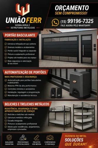 Portões basculante com social integrado e beliches e treliches