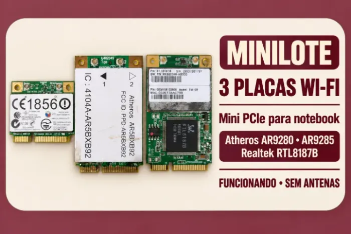 Lote com 3 placas Wi?Fi mini PCIe para notebook