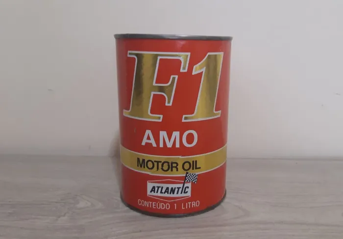 Antiga Lata Óleo Motor Atlantic F1
