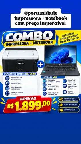 Combo Impressora brother + notebook Asus