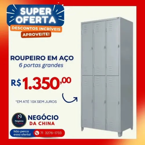 Roupeiro Locker em aço com 6 portas grandes
