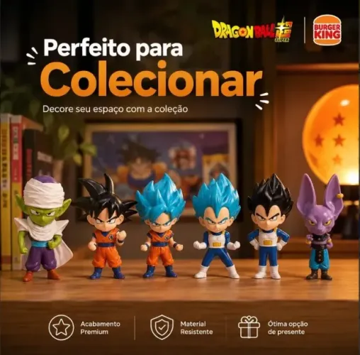 Kit 6 Bonecos Dragon Ball Super Coleção Burger King