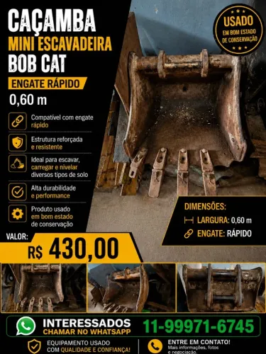 CAÇAMBA PARA MINI-ESCAVADEIRA -BOB CAT 0,60