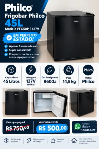 ? Vendo Frigobar Philco 45L PFG50P 127V ? - Perfeito Estado