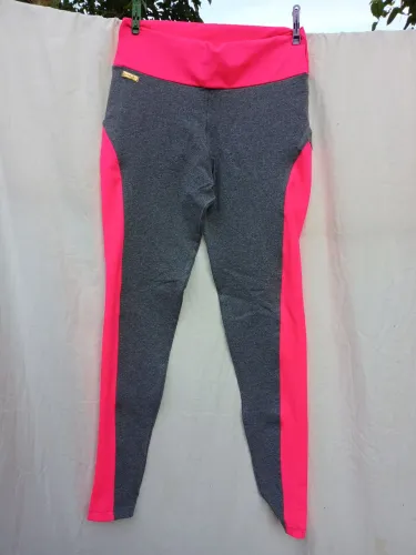 Legging Fitness Geração Gmf - Cinza e Rosa Neon - Tamanho G #moda-fitnes #legging