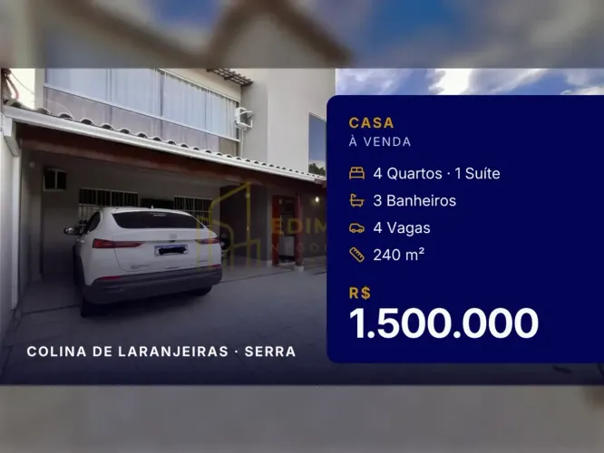 Seu novo lar em Colina de Laranjeiras 4 quartos e área gourmet incrível!