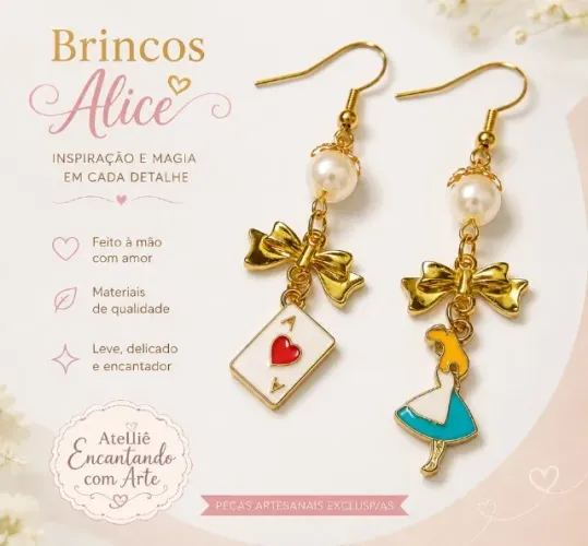 Brinco Alice No País Das Maravilhas, Temático, Modelo 05