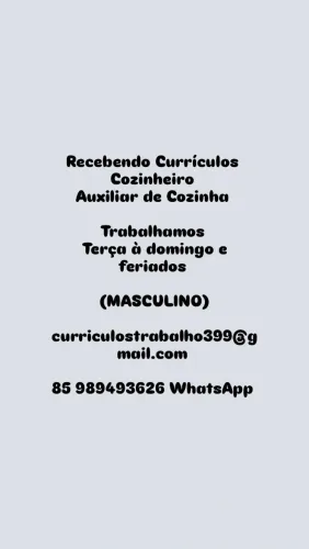 Cozinheiro / Auxiliar de Cozinha 