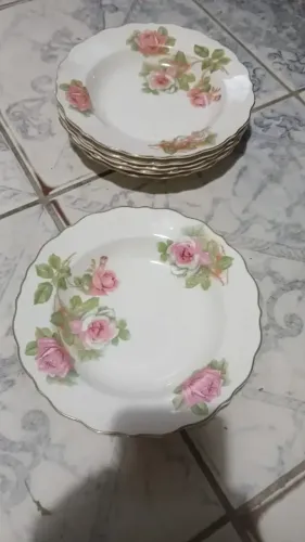 ogo 7 Pratos Antigos John Maddock & Sons England Branco