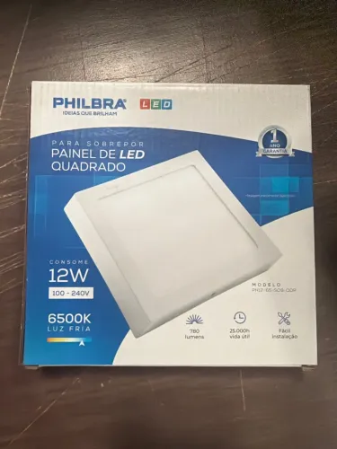 Plafon Led Sobrepor Alumínio 12W Branco Frio - 21 Peças
