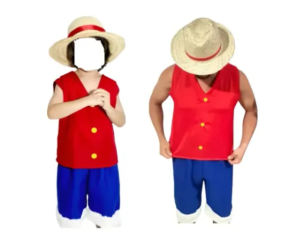 Kit 03 peças Cosplay Luffy One Piece Menino Do Chapeu De Palha