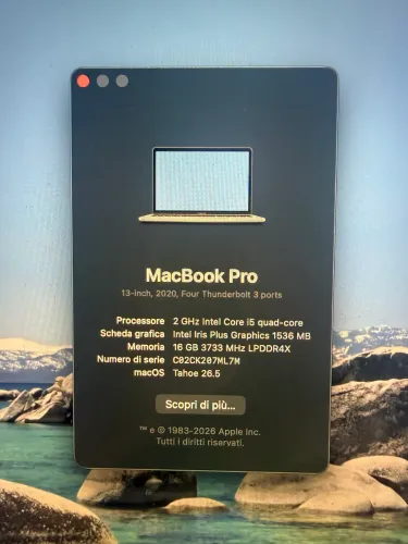 MacBook Pro 2020 i5 16GB SSD 1TB Touchbar
