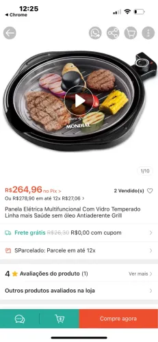 Panela Gril grande antiderrapante 