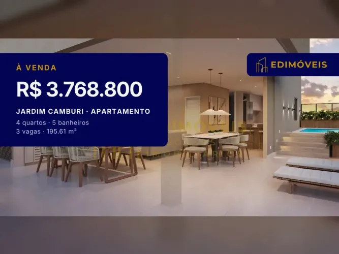 Jardim Camburi: Apartamento 4 suítes em condomínio com piscina e churrasqueira